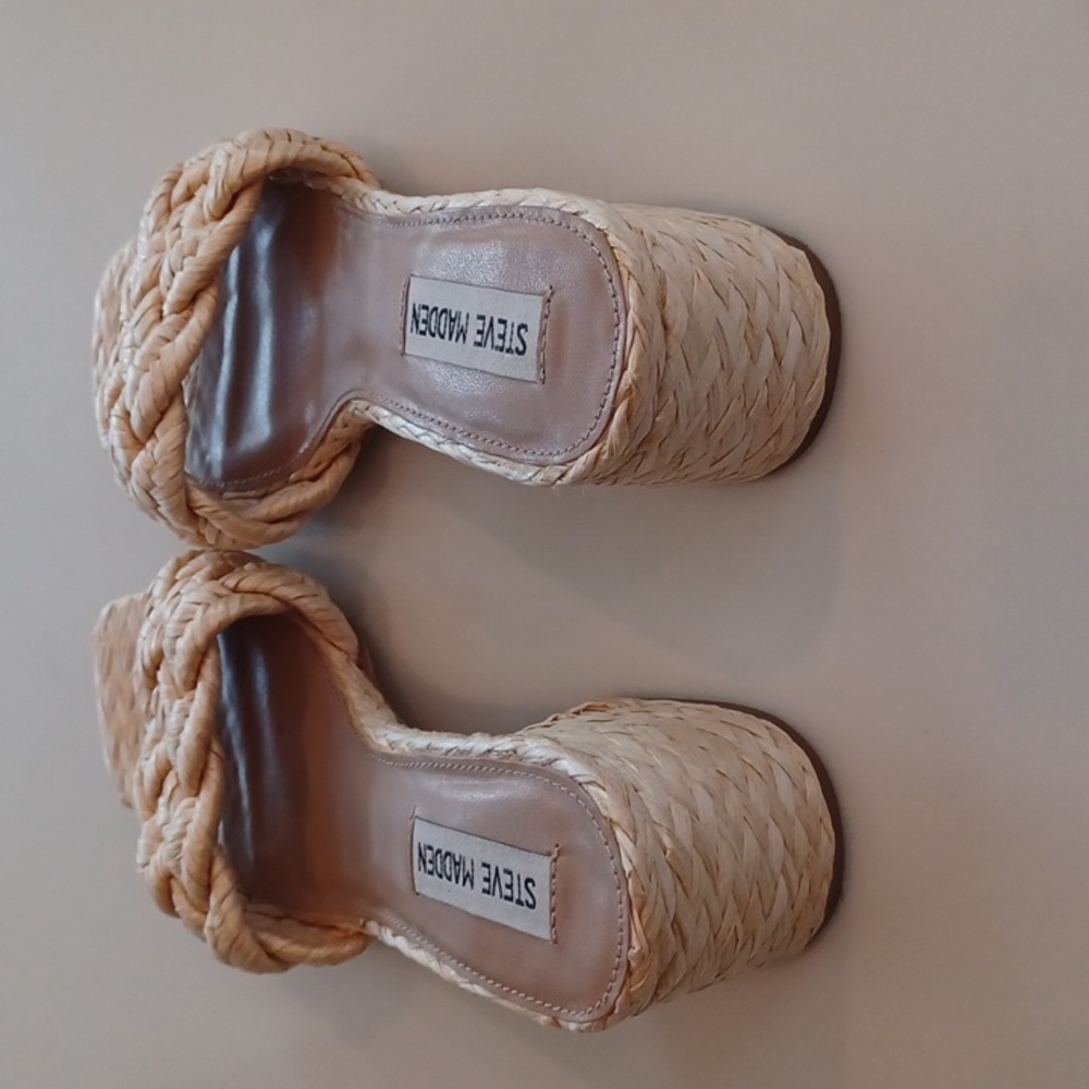 Steve Madden Natural Braided Slide Sandals - Picture 3 of 5